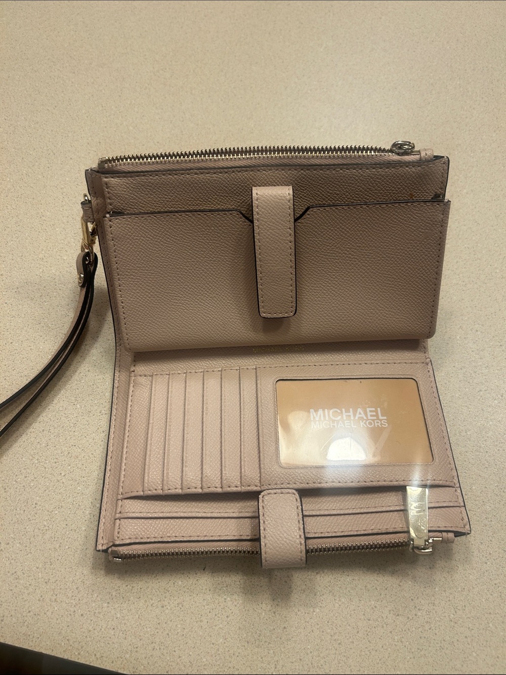Michael Kors Rose Gold Metallic MK Logo Wristlet - Picture 3 of 7